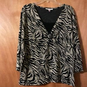 M Collection pretty black and cream dress top OLCC